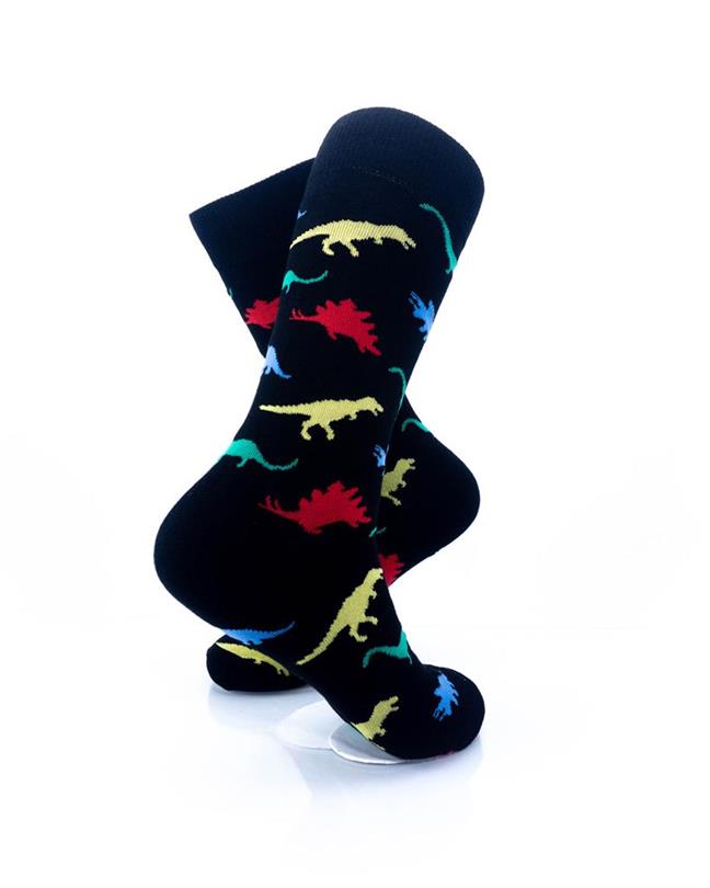 cooldesocks dino print colorful crew socks right view image