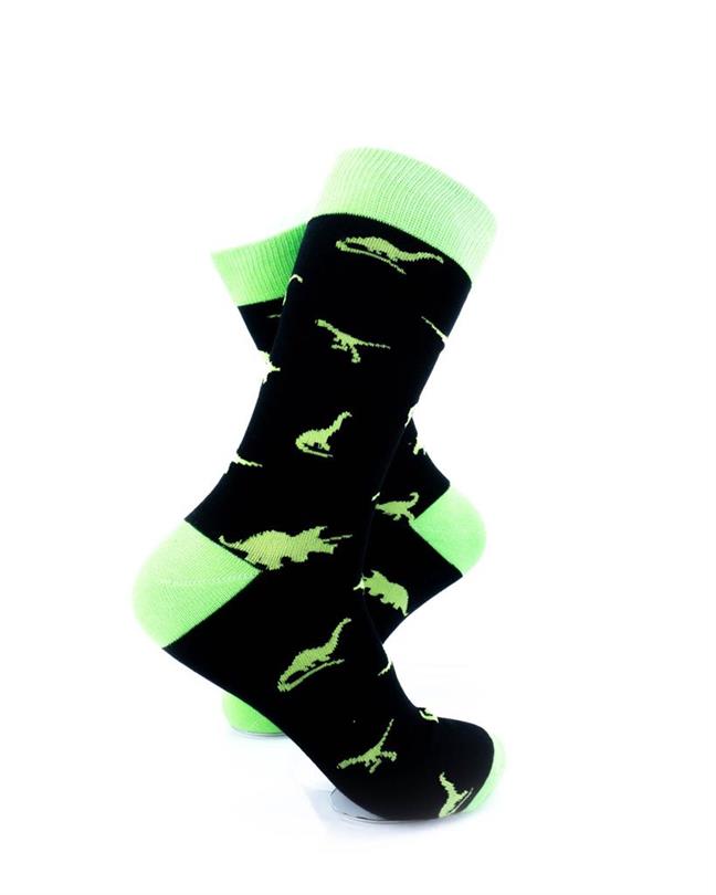 cooldesocks dino print neon green crew socks right view image