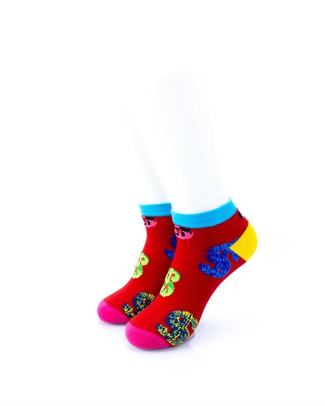 cooldesocks dollars red ankle socks front view image