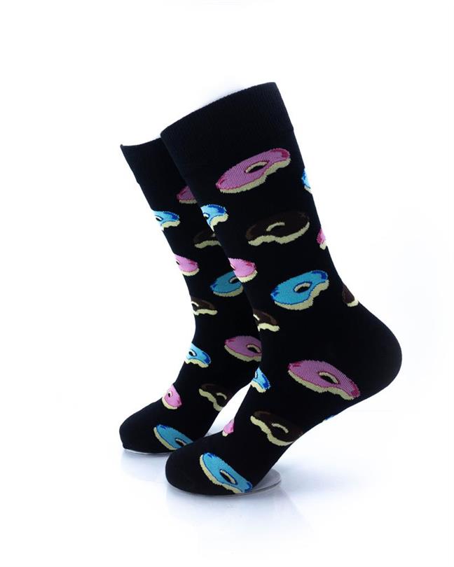 cooldesocks donuts black crew socks left view image