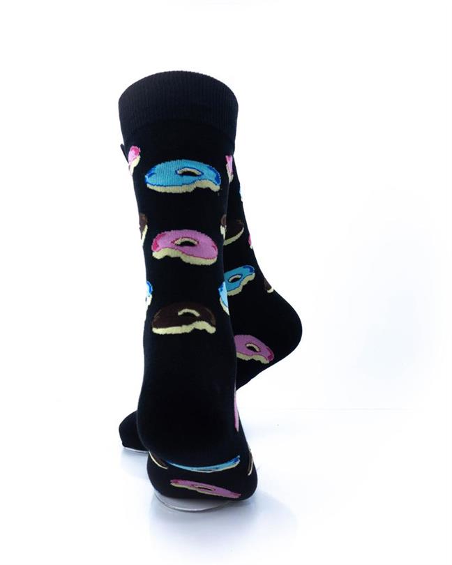 cooldesocks donuts black crew socks rear view image