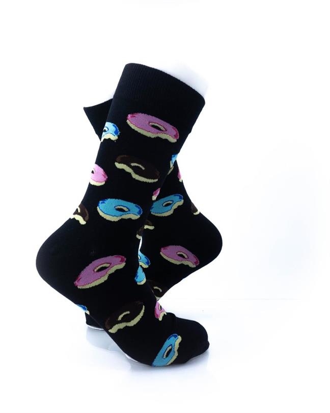 cooldesocks donuts black crew socks right view image