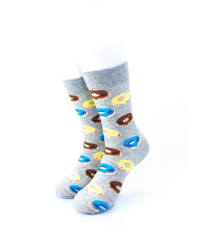 cooldesocks donuts gray crew socks front view image
