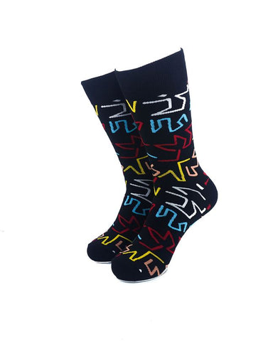 cooldesocks doodle color crew socks front view image