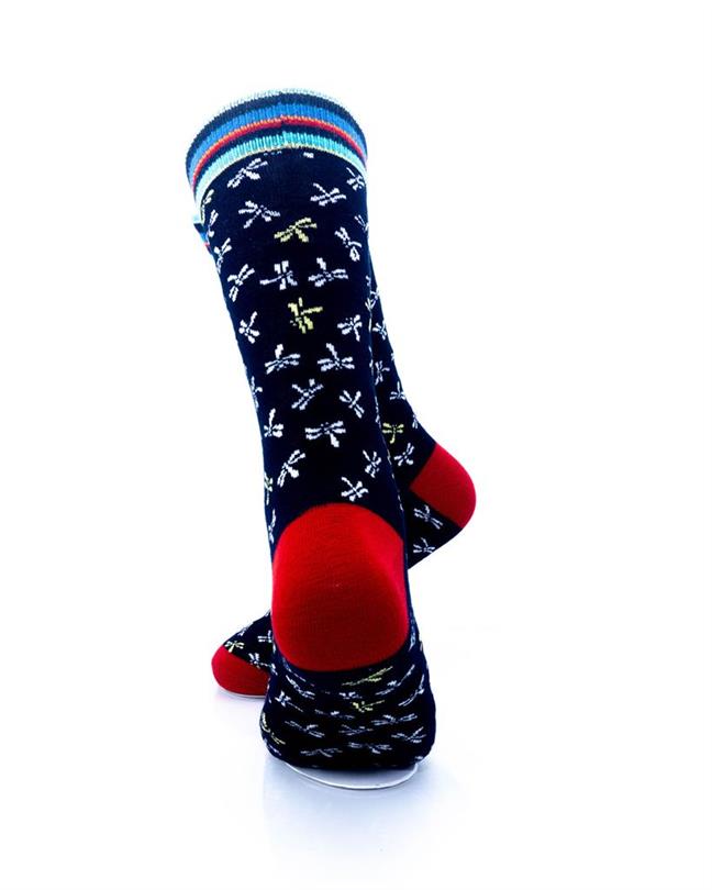 cooldesocks dragonflies pattern crew socks rear view image