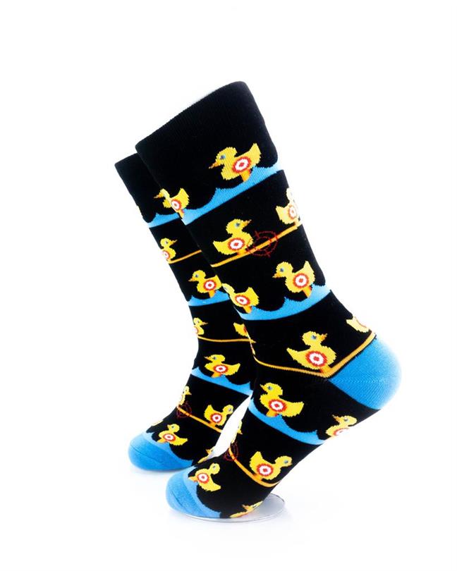 cooldesocks duck carnival black crew socks left view image