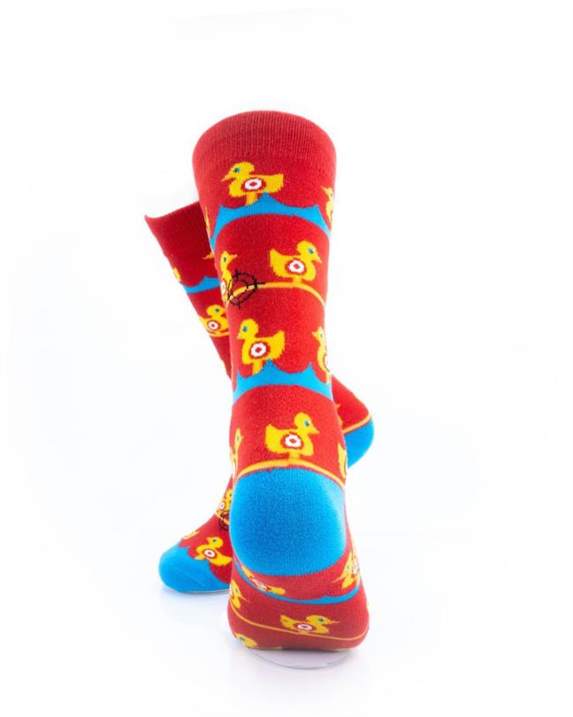 cooldesocks duck carnival red crew socks rear view image