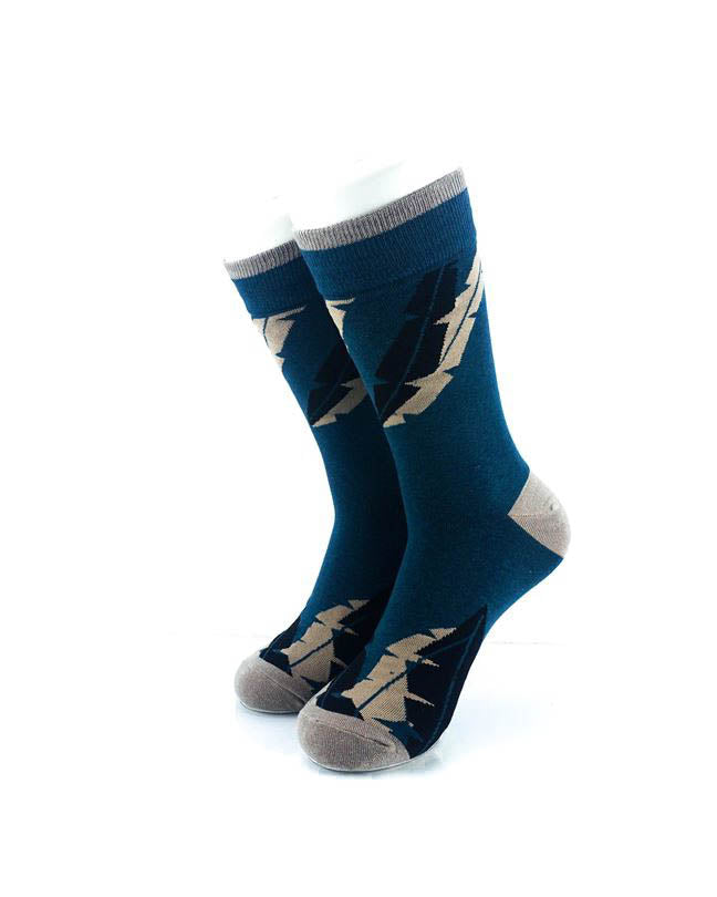 cooldesocks feather blue grey crew socks front view image