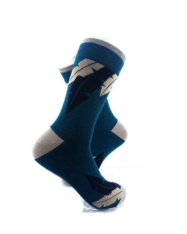 cooldesocks feather blue grey crew socks right view image
