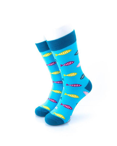 cooldesocks fish print crew socks front view image