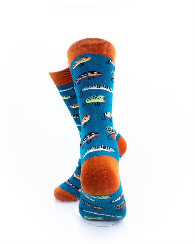 cooldesocks fishing lure teal crew socks rear view image