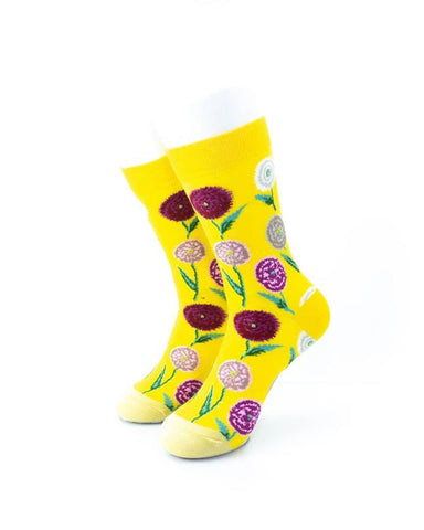 cooldesocks flowers carnation crew socks front view image