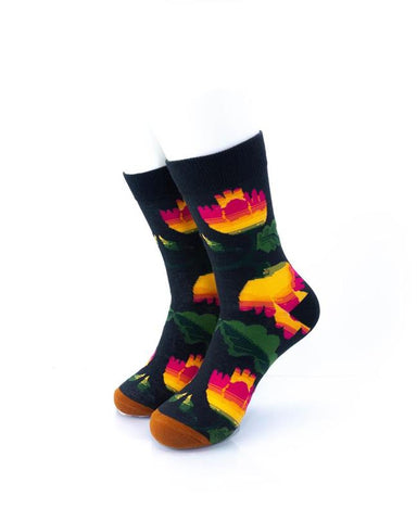 cooldesocks flowers hibiscus crew socks front view image