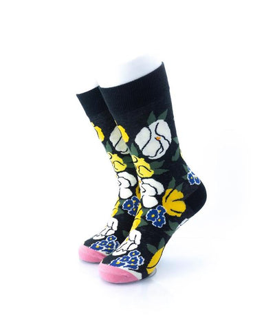 cooldesocks flowers poppy crew socks front view image