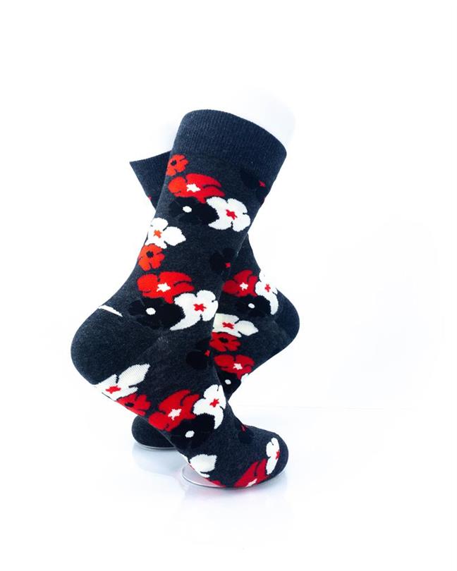 cooldesocks flowers watercress black crew socks right view image