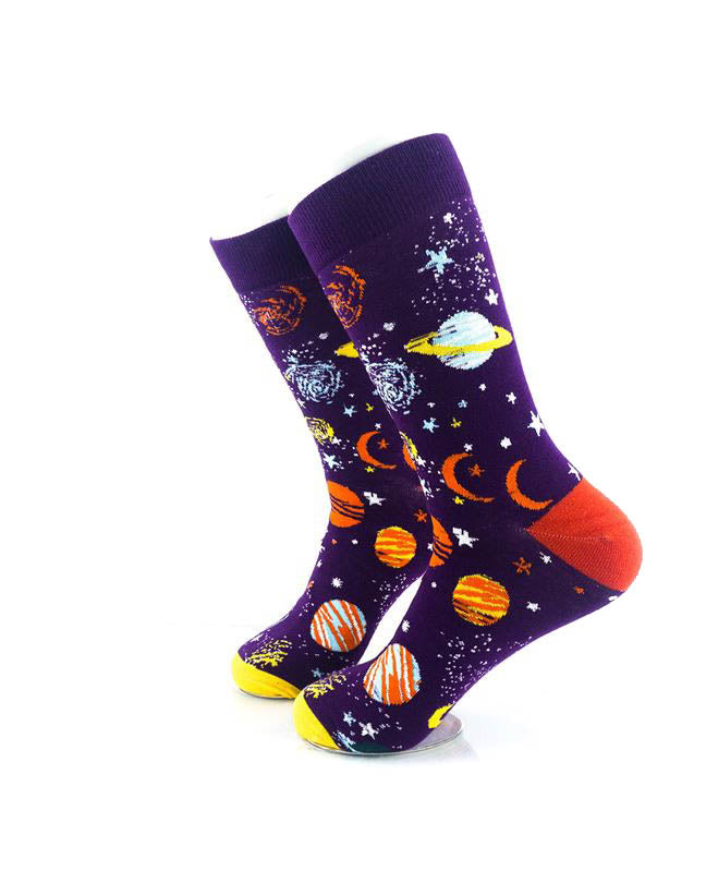 cooldesocks galaxies purple crew socks left view image
