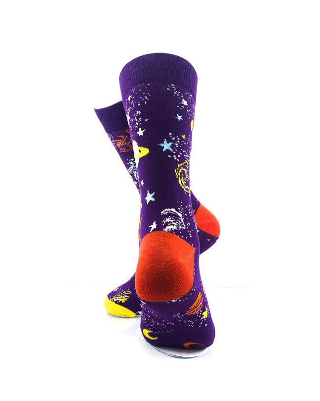 cooldesocks galaxies purple crew socks rear view image