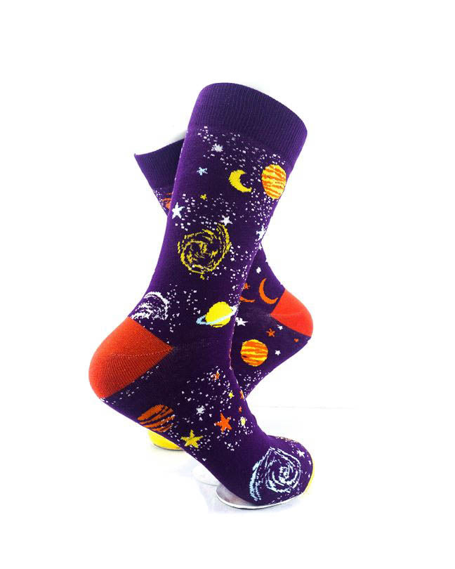 cooldesocks galaxies purple crew socks right view image