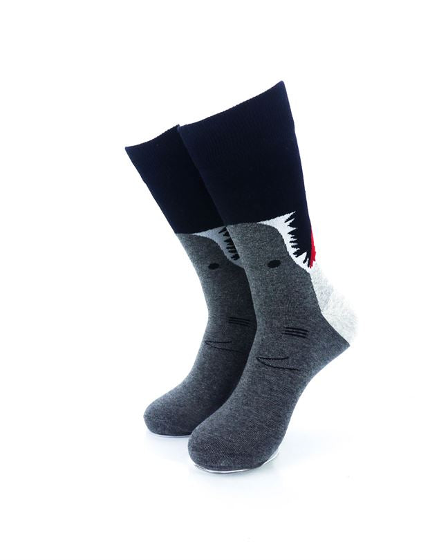 cooldesocks great white bite crew socks front view image