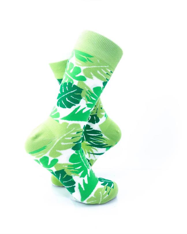 cooldesocks green leaves crew socks right view image