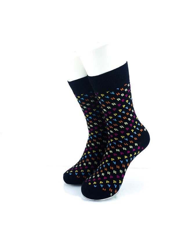cooldesocks happy colorful letters quarter socks front view image