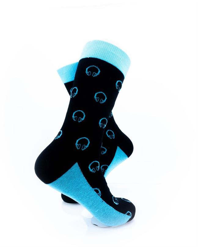 cooldesocks headset neon blue crew socks right view image