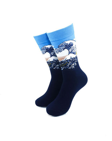 cooldesocks hokusai great waves crew socks front view image