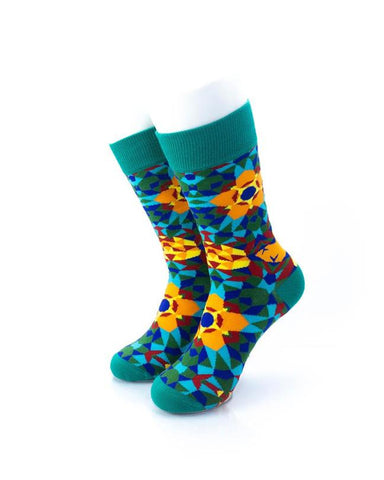 cooldesocks kaleidoscope green crew socks front view image