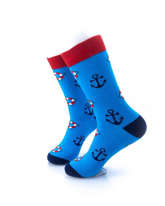 cooldesocks lifebuoy and anchor crew socks left view image