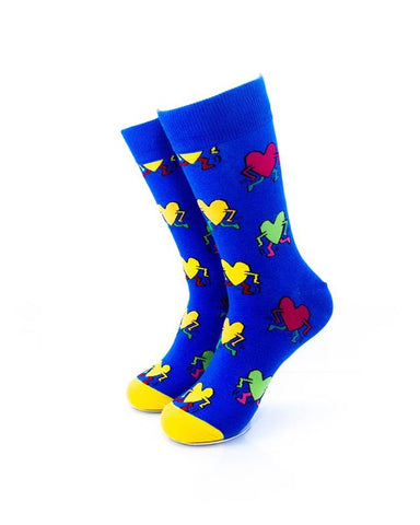 cooldesocks love party blue crew socks front view image