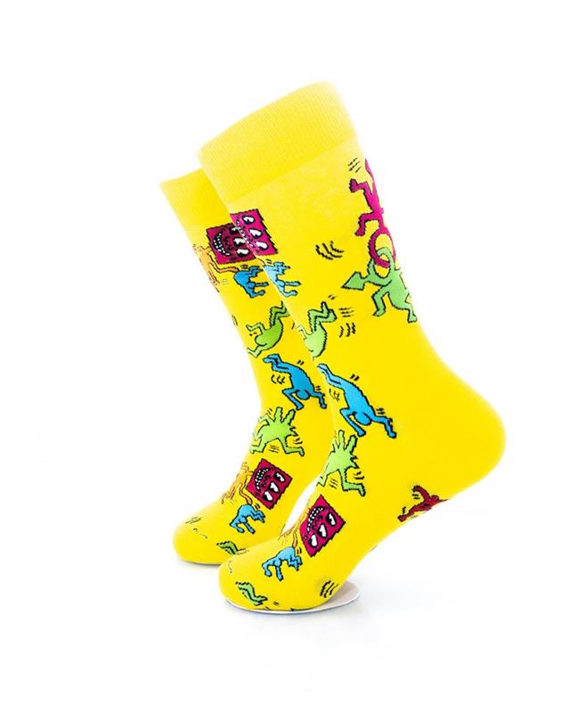 cooldesocks love party yellow crew socks left view image