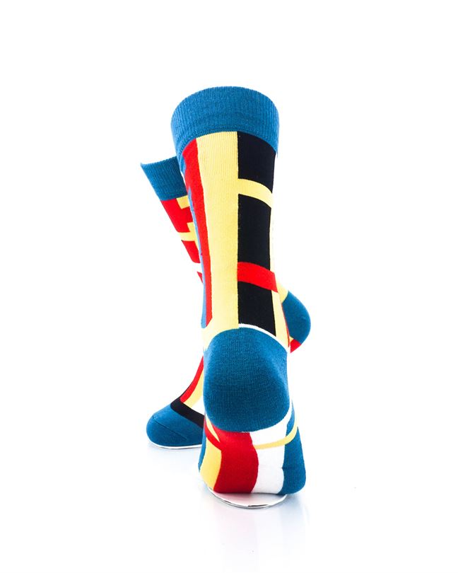 cooldesocks modern abstract teal crew socks rear view image