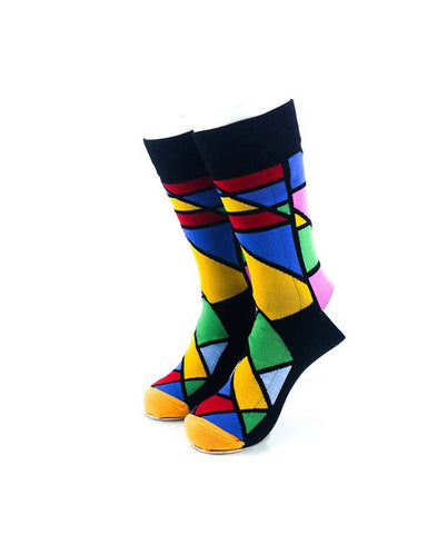 cooldesocks mosaic stained glass crew socks front view image