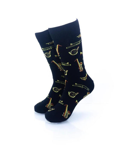 cooldesocks music brass instruments crew socks front view image