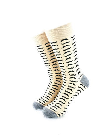 cooldesocks mustace khaki crew socks front view image