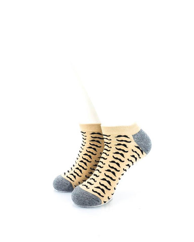 cooldesocks mustache khaki ankle socks front view image