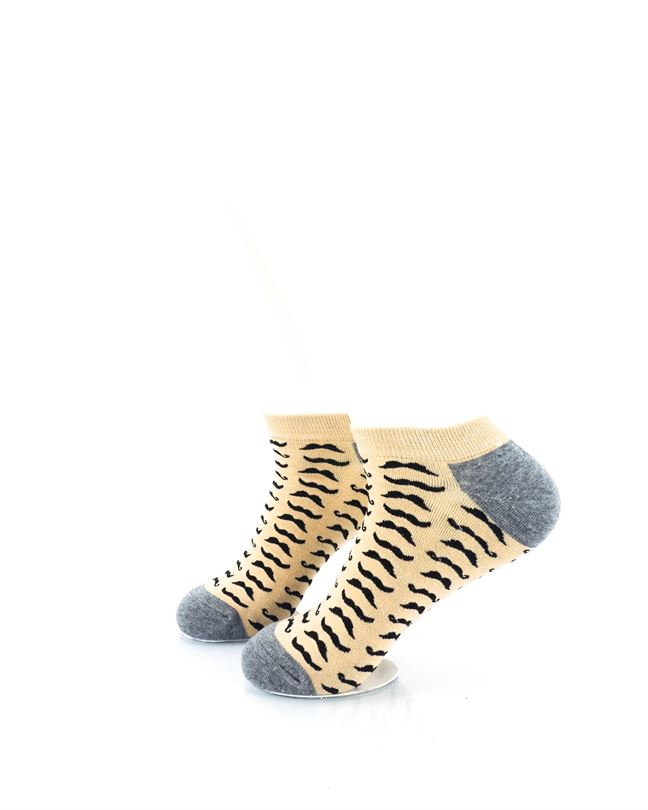 cooldesocks mustache khaki ankle socks left view image