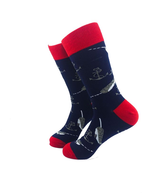 cooldesocks narwhal anchor crew socks left view image