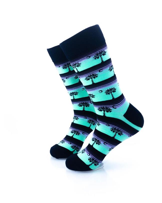 cooldesocks old school palm stripes crew socks left view image