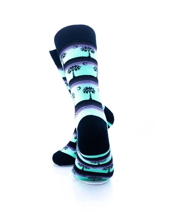 cooldesocks old school palm stripes crew socks rear view image