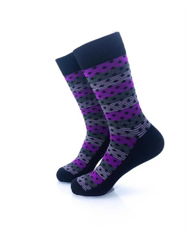 cooldesocks old school purple dots crew socks left view image
