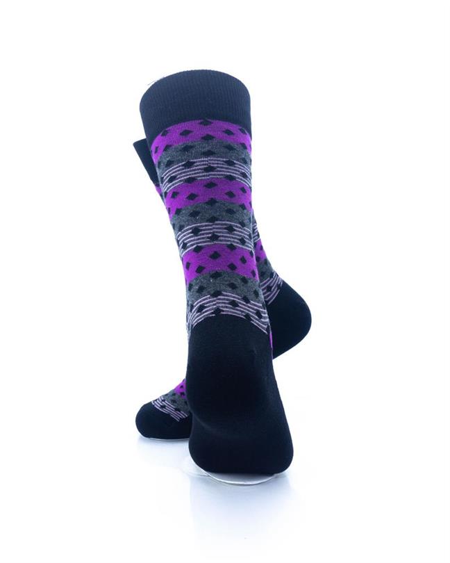 cooldesocks old school purple dots crew socks rear view image