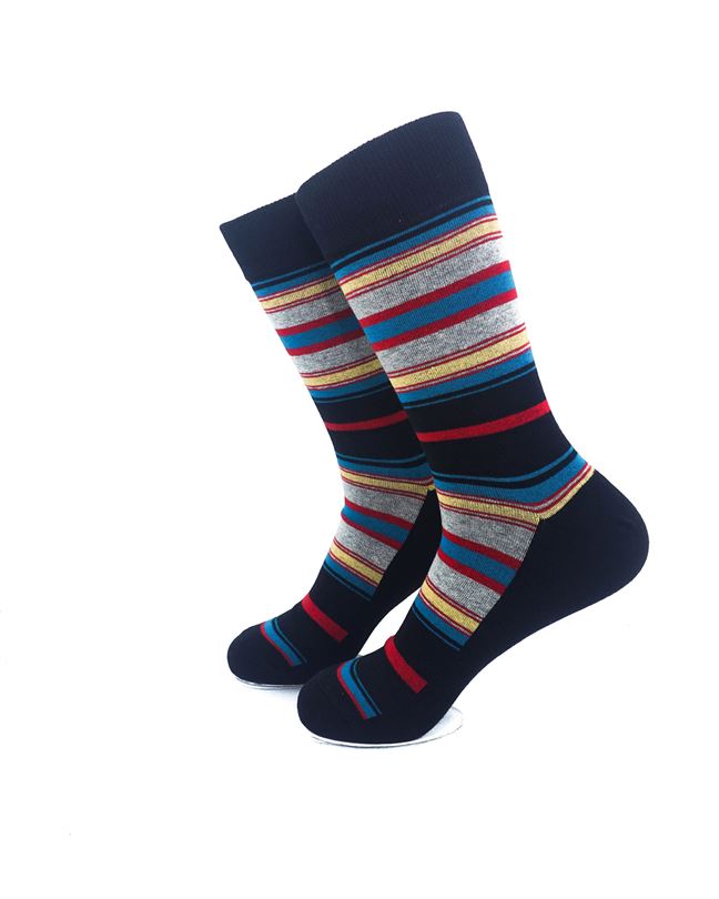 cooldesocks old school stripes on black crew socks left view image