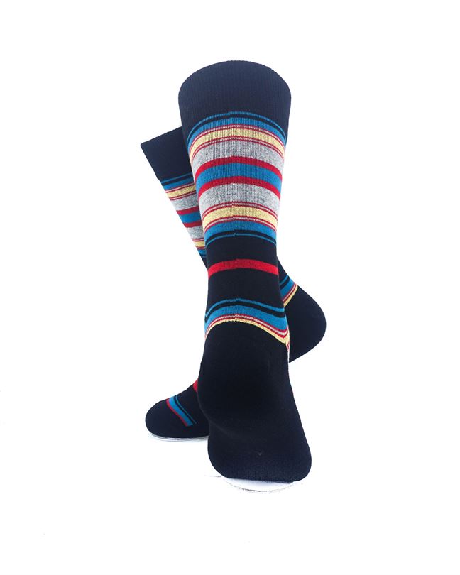cooldesocks old school stripes on black crew socks rear image