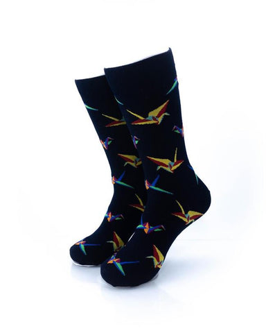 cooldesocks origami crane crew socks front view image