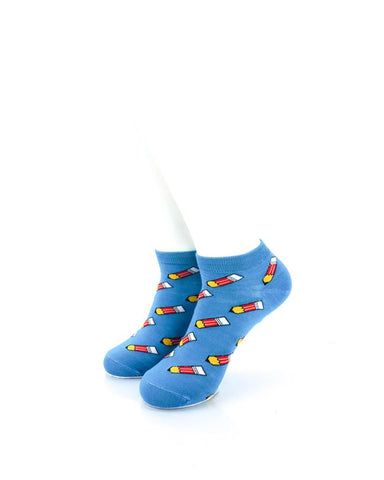 cooldesocks pencils blue liner socks front view image