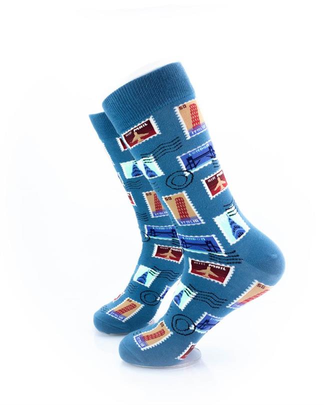 cooldesocks philately teal crew socks left view image