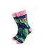 cooldesocks pink flamingo fern leaves crew socks front view image
