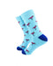 cooldesocks pink flamingos baby blue crew socks left view image