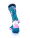 cooldesocks pink flamingos blue stripes crew socks rear view image